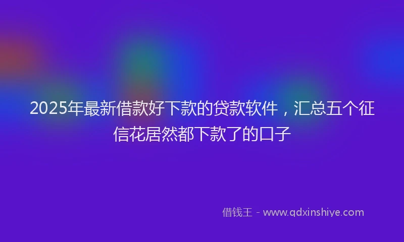 2025年最新借款好下款的贷款软件，汇总五个征信花居然都下款了的口子
