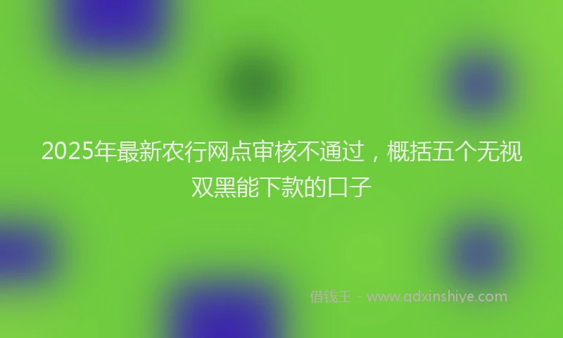 2025年最新农行网点审核不通过，概括五个无视双黑能下款的口子