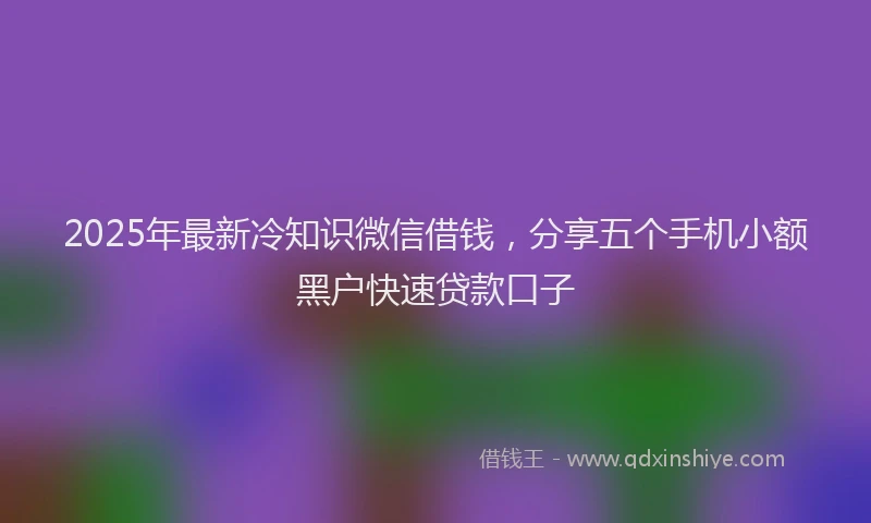 2025年最新冷知识微信借钱，分享五个手机小额黑户快速贷款口子