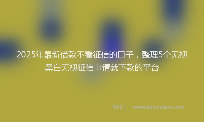 2025年最新借款不看征信的口子，整理5个无视黑白无视征信申请就下款的平台