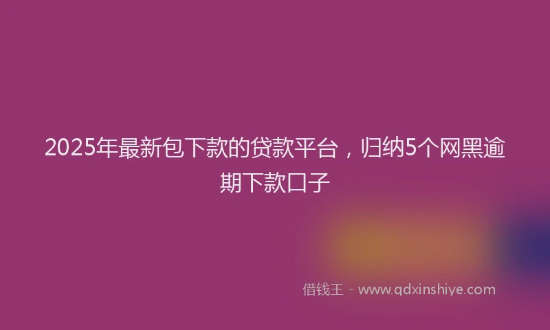 2025年最新包下款的贷款平台，归纳5个网黑逾期下款口子