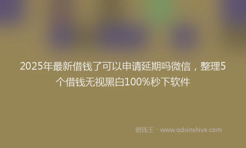 2025年最新借钱了可以申请延期吗微信，整理5个借钱无视黑白100%秒下软件