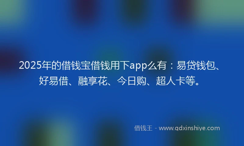 2025年的借钱宝借钱用下app么有：易贷钱包、好易借、融享花、今日购、超人卡等。
