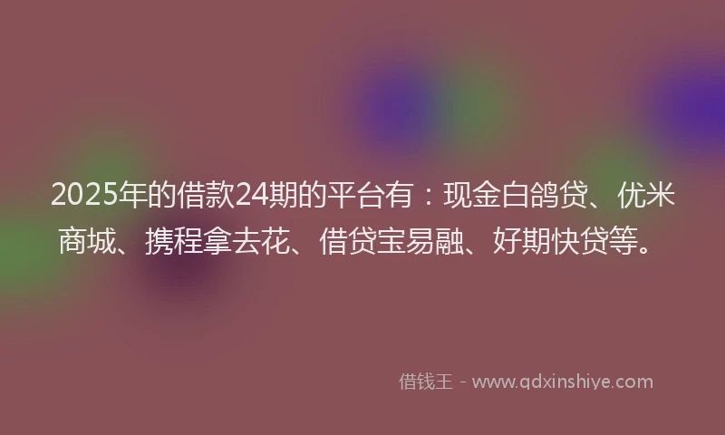 2025年的借款24期的平台有：现金白鸽贷、优米商城、携程拿去花、借贷宝易融、好期快贷等。