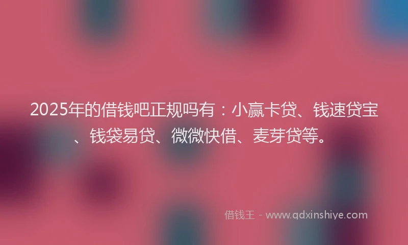 2025年的借钱吧正规吗有：小赢卡贷、钱速贷宝、钱袋易贷、微微快借、麦芽贷等。