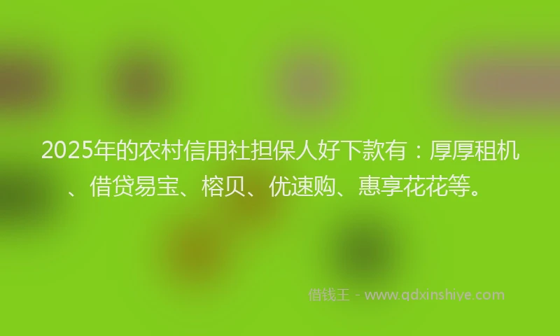 2025年的农村信用社担保人好下款有：厚厚租机、借贷易宝、榕贝、优速购、惠享花花等。