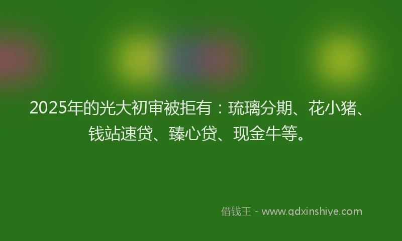 2025年的光大初审被拒有：琉璃分期、花小猪、钱站速贷、臻心贷、现金牛等。