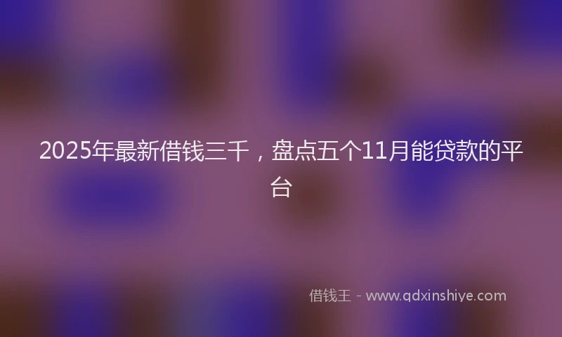 2025年最新借钱三千，盘点五个11月能贷款的平台