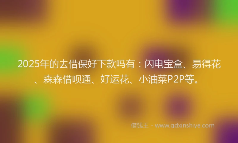 2025年的去借保好下款吗有：闪电宝盒、易得花、森森借呗通、好运花、小油菜P2P等。