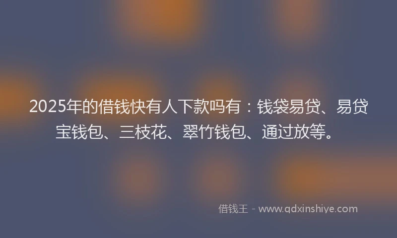 2025年的借钱快有人下款吗有：钱袋易贷、易贷宝钱包、三枝花、翠竹钱包、通过放等。