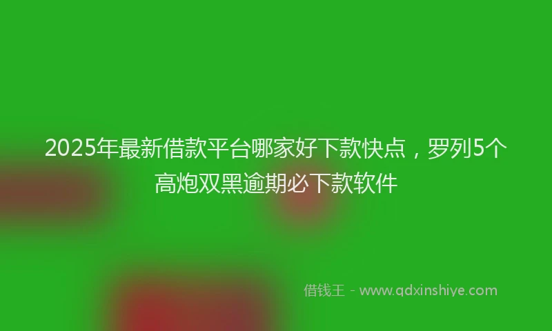 2025年最新借款平台哪家好下款快点，罗列5个高炮双黑逾期必下款软件