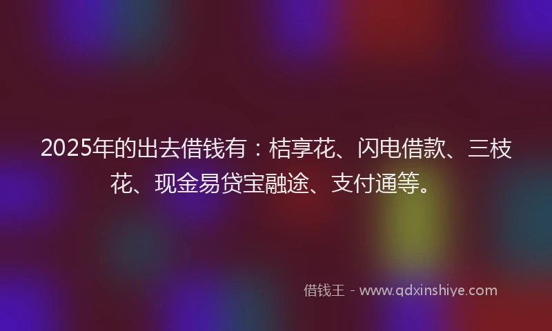 2025年的出去借钱有：桔享花、闪电借款、三枝花、现金易贷宝融途、支付通等。