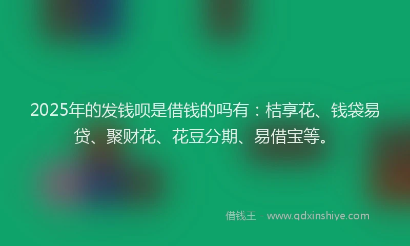 2025年的发钱呗是借钱的吗有：桔享花、钱袋易贷、聚财花、花豆分期、易借宝等。