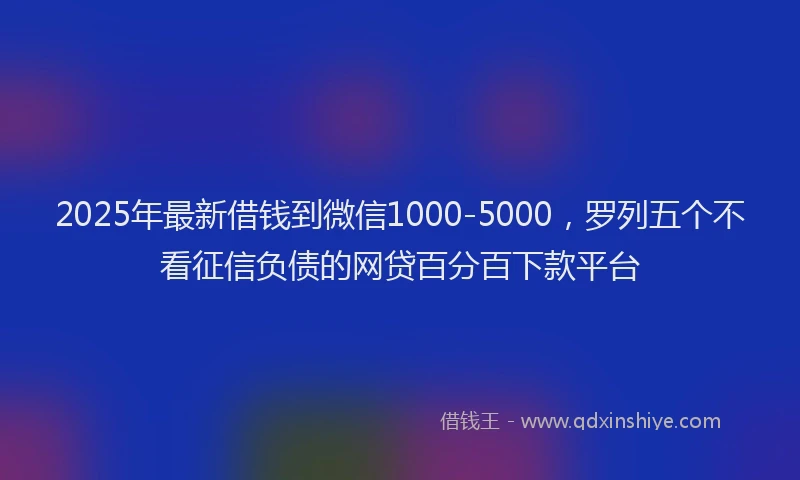 2025年最新借钱到微信1000-5000，罗列五个不看征信负债的网贷百分百下款平台