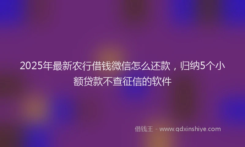 2025年最新农行借钱微信怎么还款，归纳5个小额贷款不查征信的软件