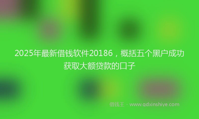 2025年最新借钱软件20186，概括五个黑户成功获取大额贷款的口子