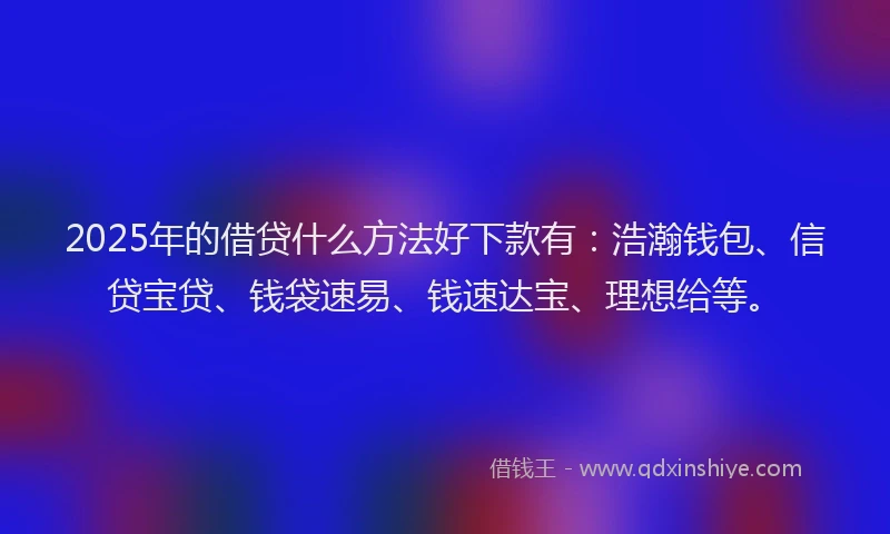 2025年的借贷什么方法好下款有：浩瀚钱包、信贷宝贷、钱袋速易、钱速达宝、理想给等。