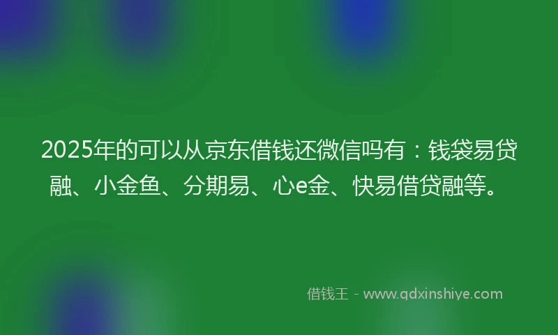 2025年的可以从京东借钱还微信吗有：钱袋易贷融、小金鱼、分期易、心e金、快易借贷融等。