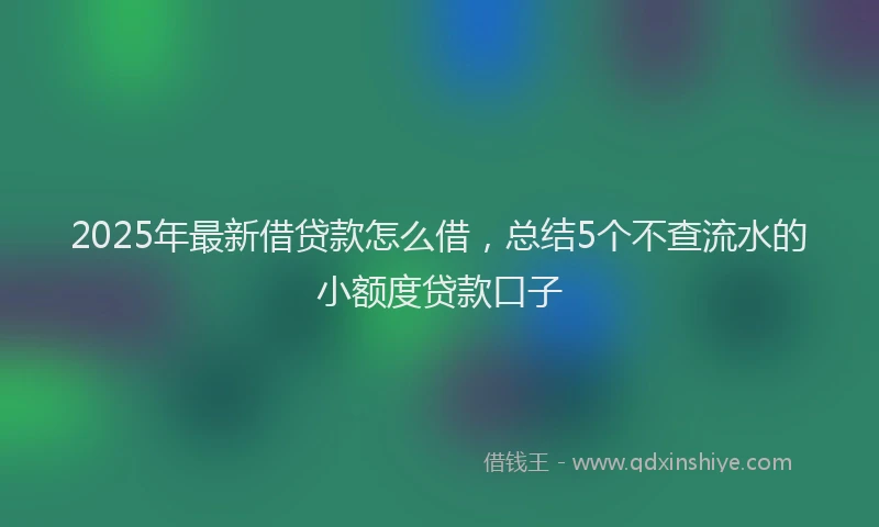2025年最新借贷款怎么借，总结5个不查流水的小额度贷款口子