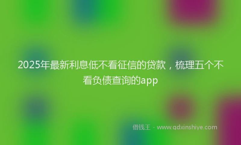 2025年最新利息低不看征信的贷款，梳理五个不看负债查询的app