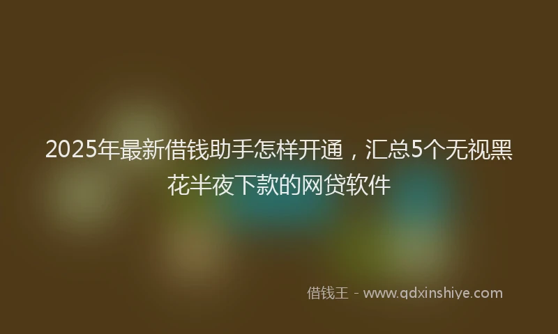 2025年最新借钱助手怎样开通，汇总5个无视黑花半夜下款的网贷软件