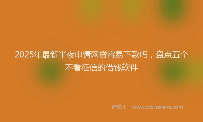 2025年最新半夜申请网贷容易下款吗，盘点五个不看征信的借钱软件