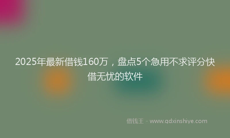 2025年最新借钱160万，盘点5个急用不求评分快借无忧的软件