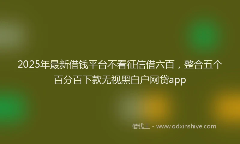 2025年最新借钱平台不看征信借六百，整合五个百分百下款无视黑白户网贷app