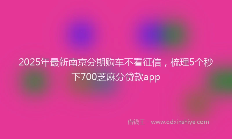 2025年最新南京分期购车不看征信，梳理5个秒下700芝麻分贷款app