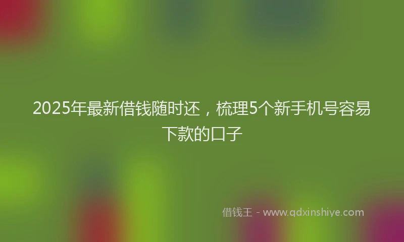 2025年最新借钱随时还，梳理5个新手机号容易下款的口子