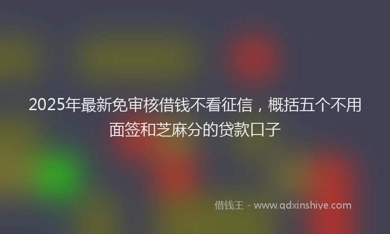 2025年最新免审核借钱不看征信，概括五个不用面签和芝麻分的贷款口子