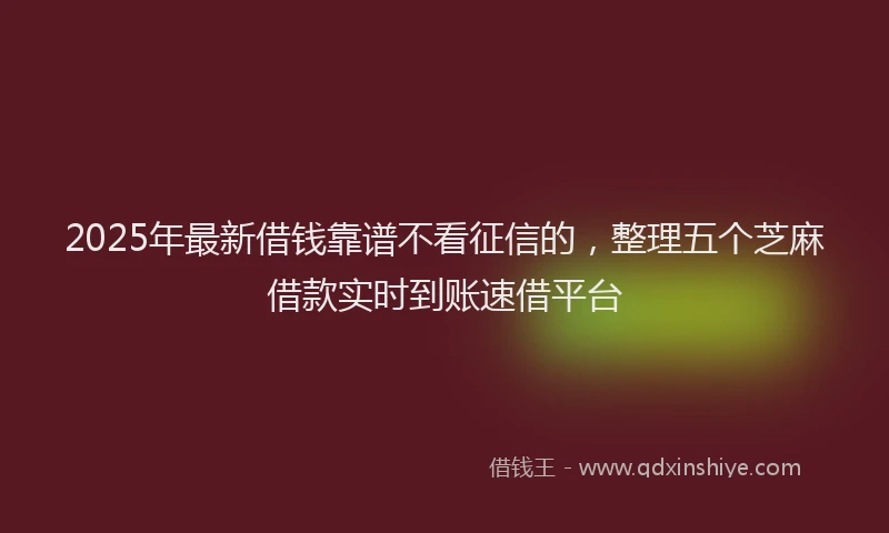 2025年最新借钱靠谱不看征信的，整理五个芝麻借款实时到账速借平台