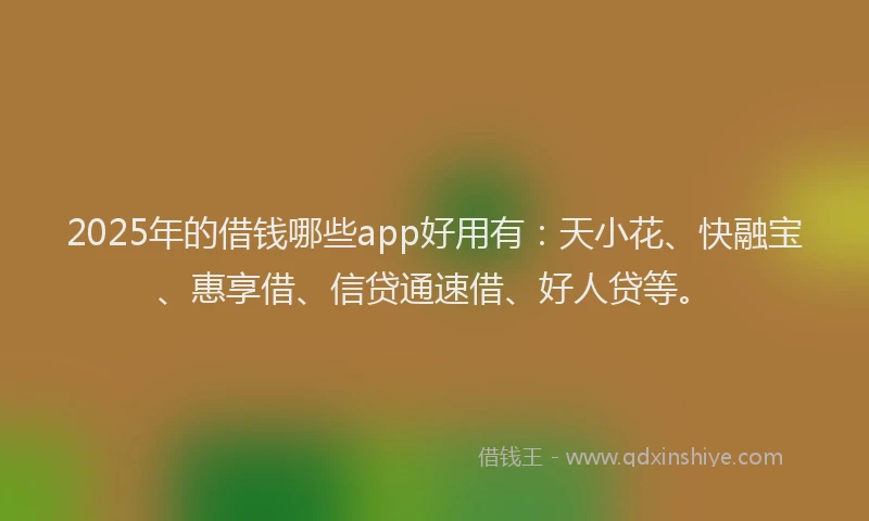 2025年的借钱哪些app好用有：天小花、快融宝、惠享借、信贷通速借、好人贷等。