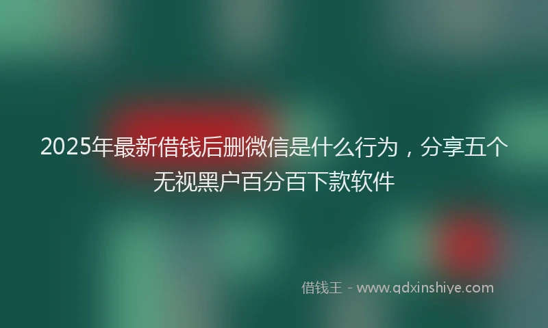 2025年最新借钱后删微信是什么行为，分享五个无视黑户百分百下款软件