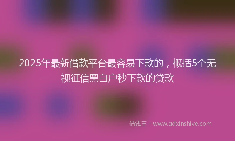 2025年最新借款平台最容易下款的，概括5个无视征信黑白户秒下款的贷款