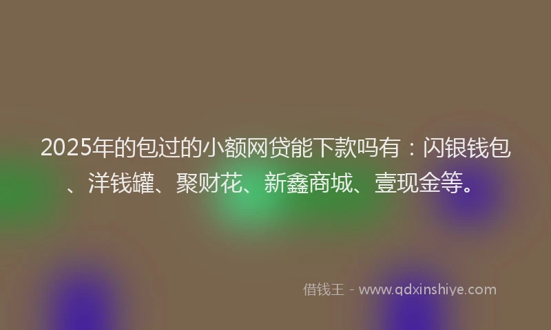 2025年的包过的小额网贷能下款吗有：闪银钱包、洋钱罐、聚财花、新鑫商城、壹现金等。