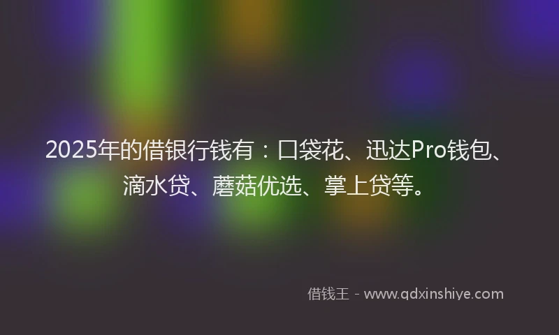 2025年的借银行钱有：口袋花、迅达Pro钱包、滴水贷、蘑菇优选、掌上贷等。