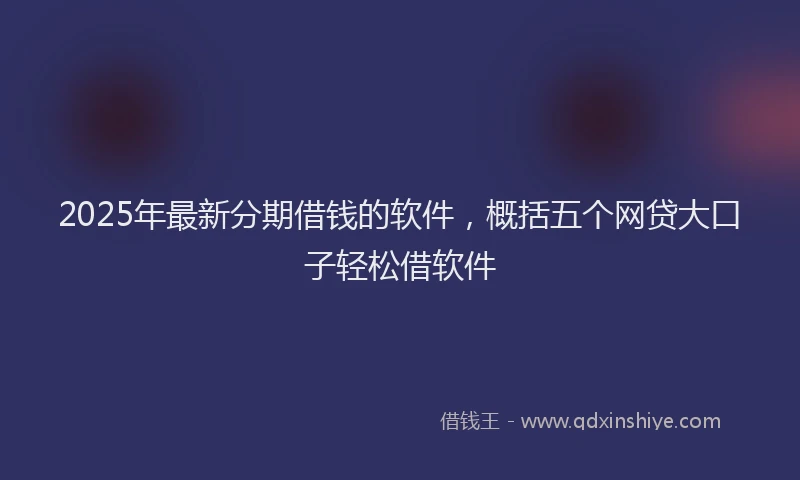 2025年最新分期借钱的软件，概括五个网贷大口子轻松借软件