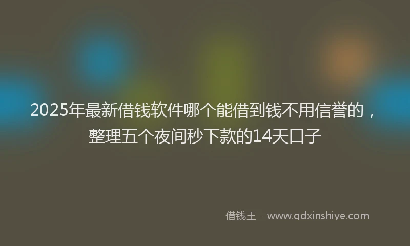 2025年最新借钱软件哪个能借到钱不用信誉的，整理五个夜间秒下款的14天口子