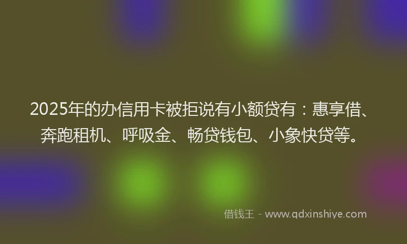 2025年的办信用卡被拒说有小额贷有：惠享借、奔跑租机、呼吸金、畅贷钱包、小象快贷等。