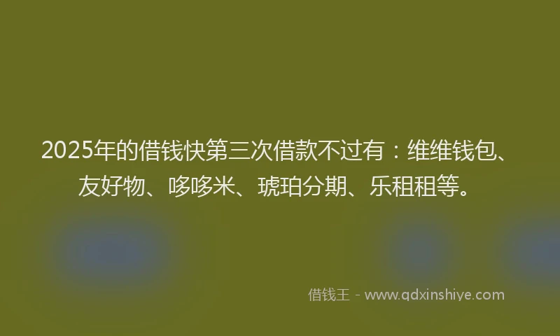 2025年的借钱快第三次借款不过有：维维钱包、友好物、哆哆米、琥珀分期、乐租租等。