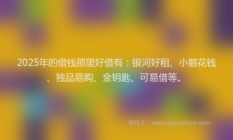 2025年的借钱那里好借有：银河好租、小鹅花钱、独品易购、金钥匙、可易借等。