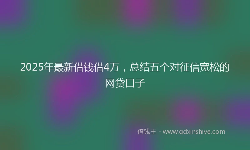 2025年最新借钱借4万，总结五个对征信宽松的网贷口子