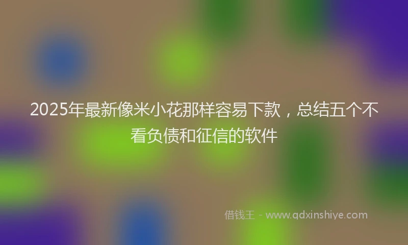2025年最新像米小花那样容易下款，总结五个不看负债和征信的软件