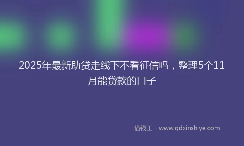 2025年最新助贷走线下不看征信吗，整理5个11月能贷款的口子