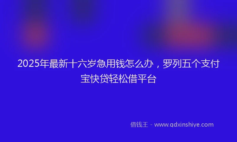 2025年最新十六岁急用钱怎么办，罗列五个支付宝快贷轻松借平台