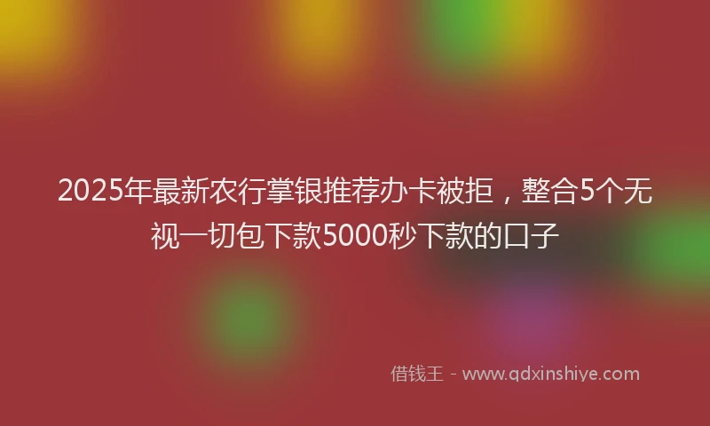 2025年最新农行掌银推荐办卡被拒，整合5个无视一切包下款5000秒下款的口子