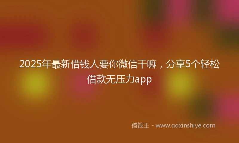 2025年最新借钱人要你微信干嘛，分享5个轻松借款无压力app