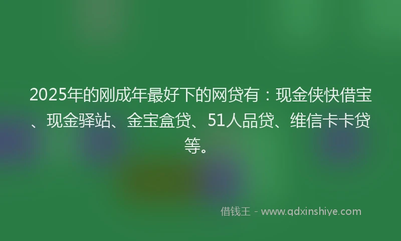 2025年的刚成年最好下的网贷有：现金侠快借宝、现金驿站、金宝盒贷、51人品贷、维信卡卡贷等。