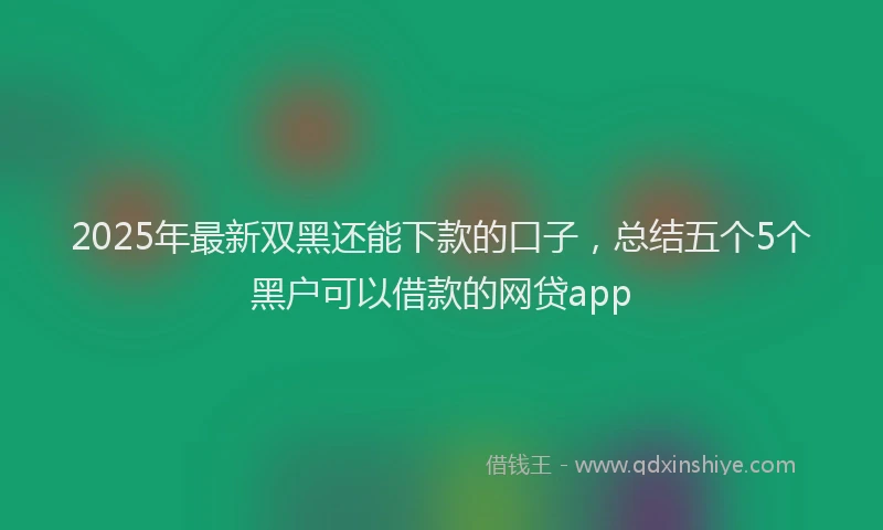 2025年最新双黑还能下款的口子，总结五个5个黑户可以借款的网贷app